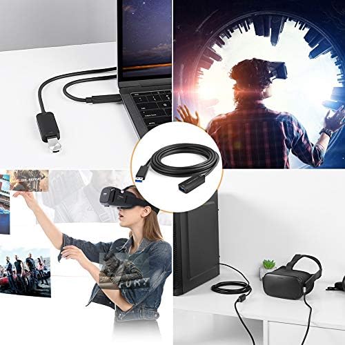 CableCreation Active USB 3.0 Extension Cable 16.5 Feet, Type A Male to Female Extension Cord Compatible with Oculus Quest 2, Oculus Rift, USB Keyboard, Printer, Hard Drive, Black 5 Meters