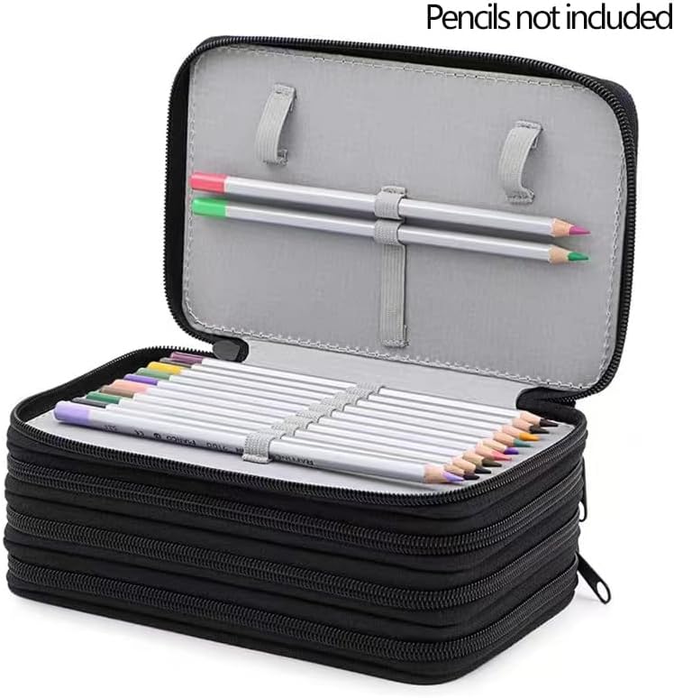 Trousse Enroulable 24 Trou Noir Et Blanc - Grande Capacité, Toile, Rangement Crayons Et Accessoires - Scolaire, Atelier
