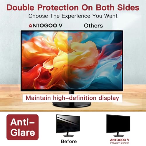 2 Pack 23 Inch Privacy Screen for Computer Monitor 16:9 Aspect Ratio, Eye Protection Anti Glare Computer Screen Cover, Removable Anti-Scratch Computer Screen Privacy Shield for 23'' Widescreen Monitor by ANTOGOO V - Image 3