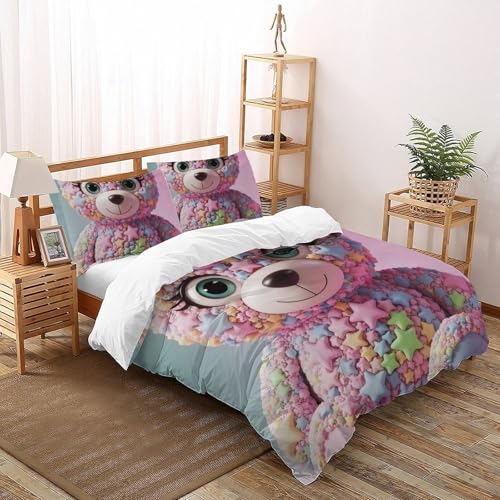 Housse de couette ours et taies d'oreiller pour créer une chambre enfant thème nature sauvage