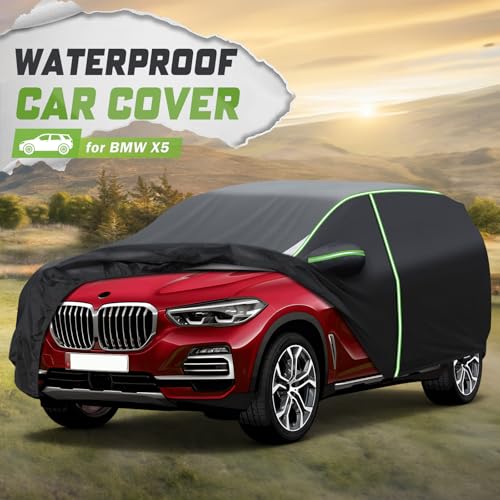 Image of Mixsuper Liner Car Cover for BMW X5 2007-2026, 7 Layers Waterproof Car Cover Accessories for X5 with Zipper Door, Windproof Straps, Reflective Strips, Anti-UV, All Weather