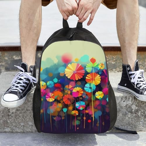 Sac à dos ordinateur portable noir à fleurs protégeant de la pluie léger