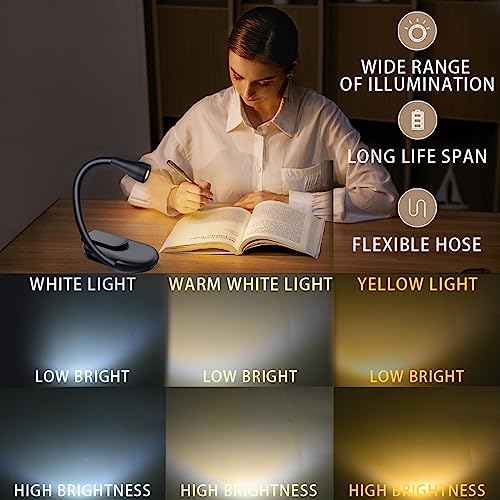 Image of Rechargeable Book Light,Portable Book Lamp,USB Book Light,Clip on Reading Lights,Book Lamp for Reading in Bed,360 Adjustable Clip on Light,Perfect for Book Lovers (Black)