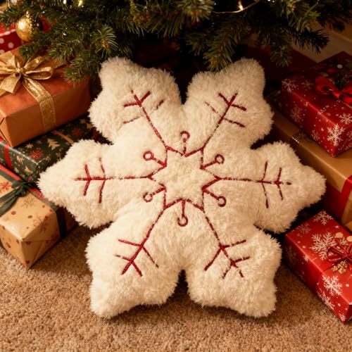 Generisch Weihnachtskissen aus weichem Plüsch in Schneeflocken-Form,...