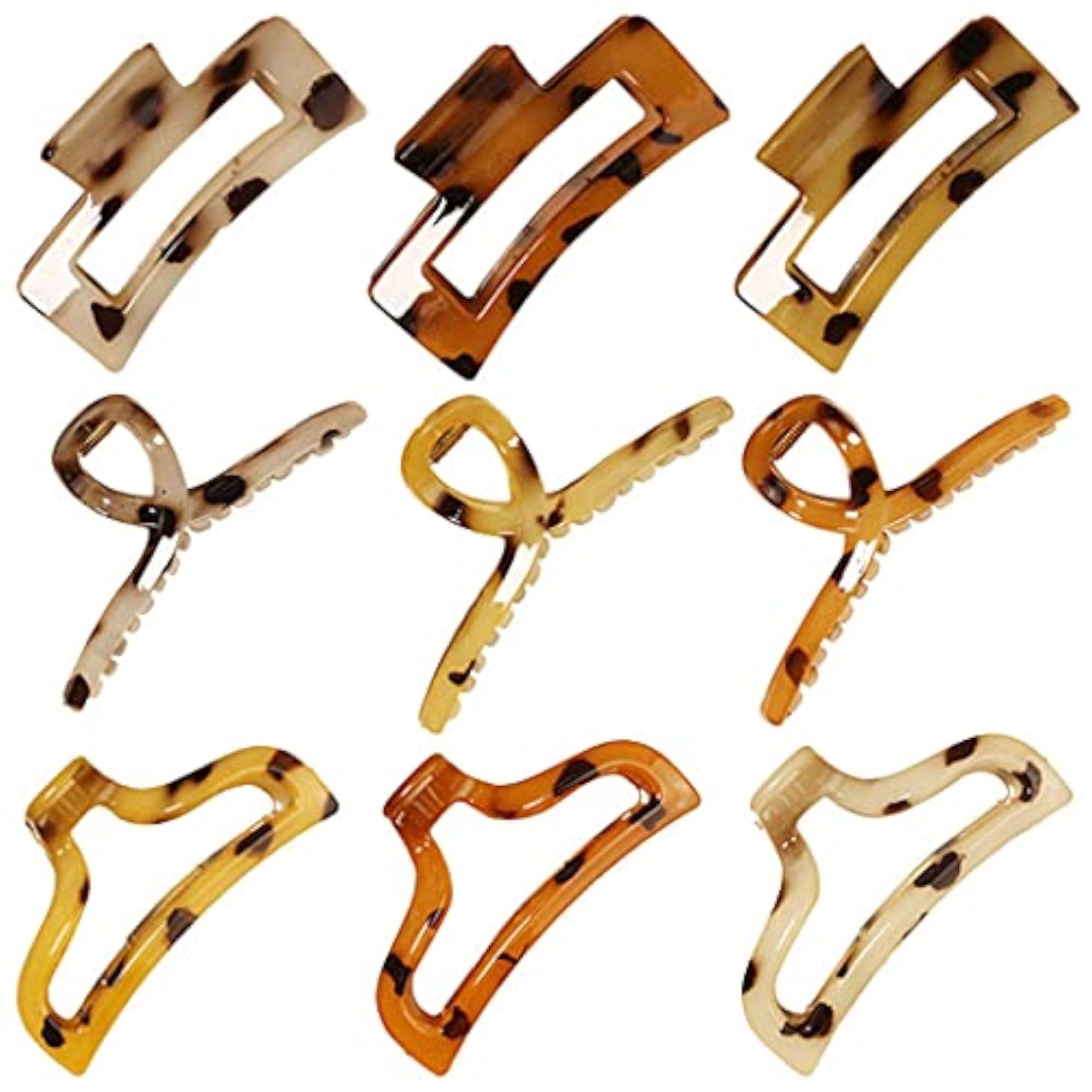 9PCS Leopard Geometric Acrylic Hair Claw Clip Set
