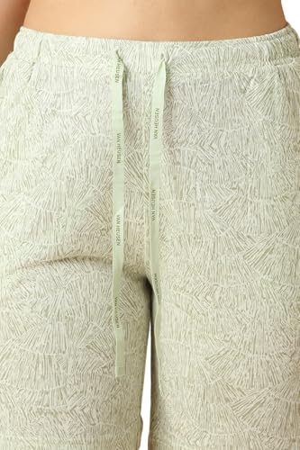 Image of Van Heusen Women Printed Lounge Shorts - Functional Pocket, Elasticized Waist with Drawcord Ties, Ultra Soft Green