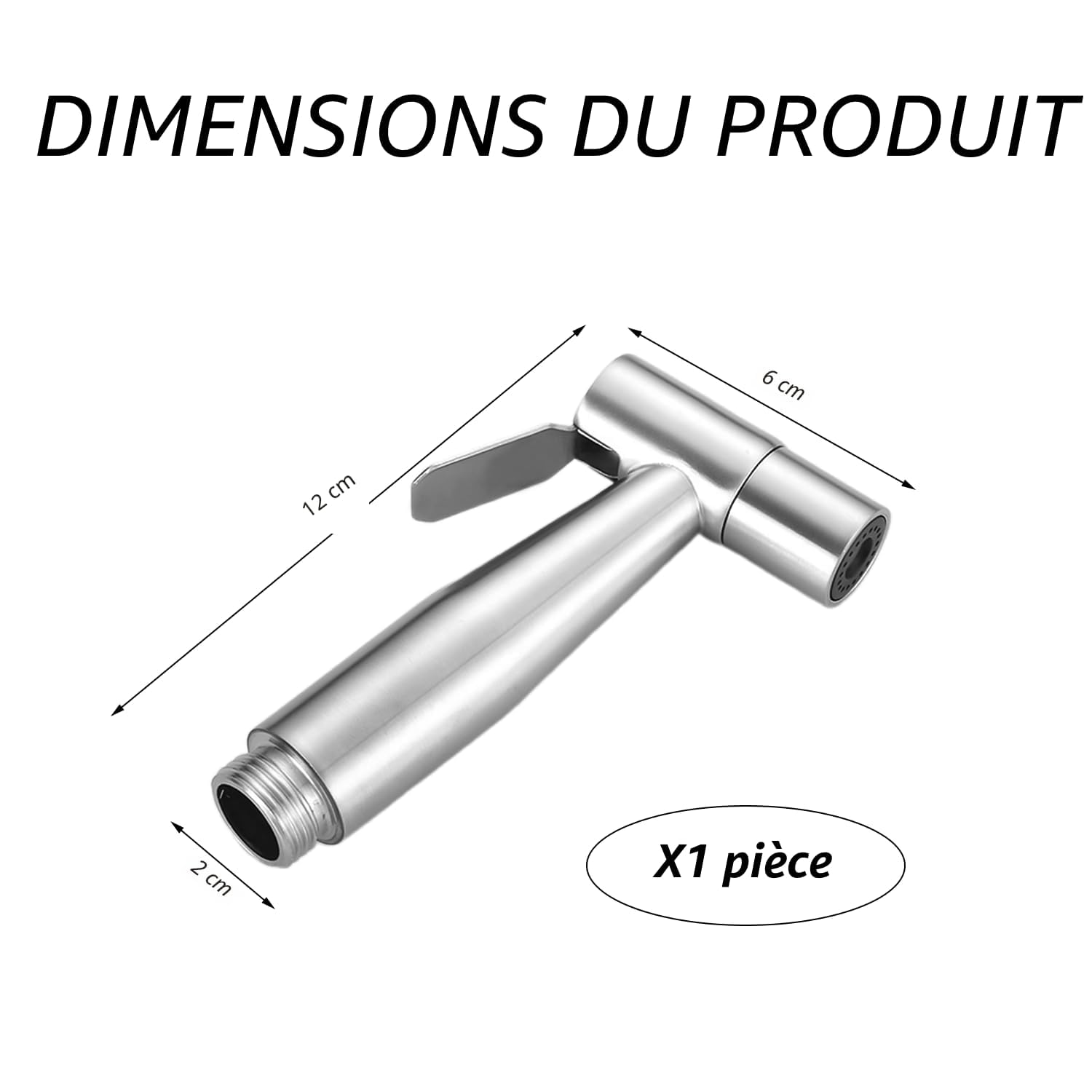 Pommeau de douche en acier inoxydable, douchette à main argenté pour bidet toilettes