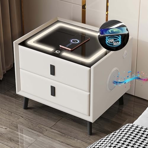 Comodino con luce LED, tavolino, altoparlante Bluetooth,...
