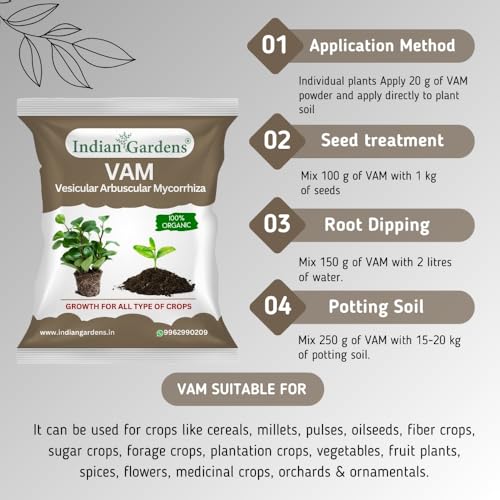 Image of Indian Gardens - VAM (Vesicular Arbuscular Mycorrhiza) Bio fertilizer for All Plants | Root Growth Booster | Organic Plant Food (200 Grams)