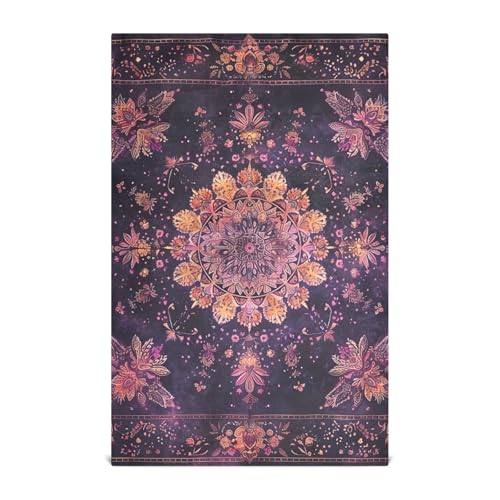 Toallas de cocina de mandala morado oscuro, paños de cocina suaves, altamente absorbentes, multiusos, para cocinar y limpiar, juego de 1 unidad