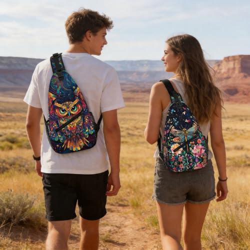 Image of Crossbody Bag Psychedelic Owl Sling Bag Backpack Chest Bags Shoulder Bag for Women Men