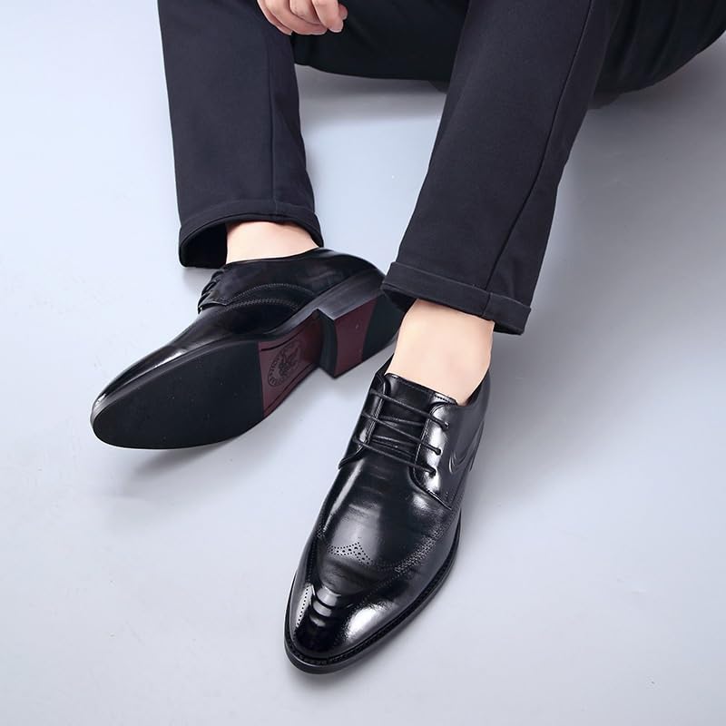 Men's Dress Shoes Leather Classic Formal Mens Oxfords Retro Oxford Classic Lace-up Formal Tuxedo Shoes Anti-Slip Low Top Non Slip Prom2