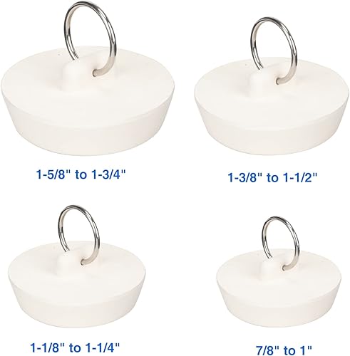 Miniatura 3 de Paquete de 6 tapones de bañera, tapones de goma para tina, 2 cadenas de cuentas de acero inoxidable de 15 pulgadas, 6 tamaños diferentes de enchufe