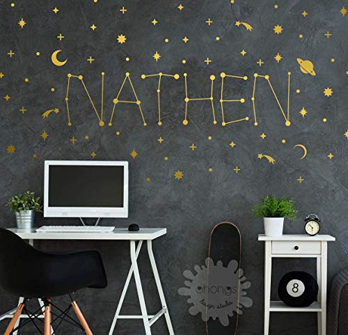 Vinilo decorativo nombre galaxia para habitación infantil miniatura 3