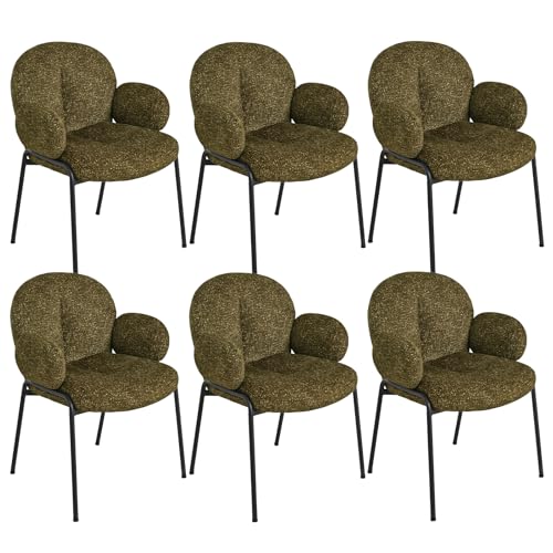 Goeurvant Lot de 6 Chaises de Salle à Manger Vert,avec accoudoirs - Chaises rembourrées Modernes...