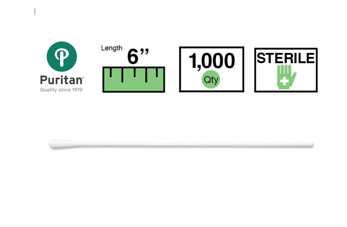 Puritan 25-806-2PD Polyester Tipped Sterile Applicators/Swabs with Semi-Flexible Plastic Shaft, 1/10" Diameter x 6" Length (Case of 2000)