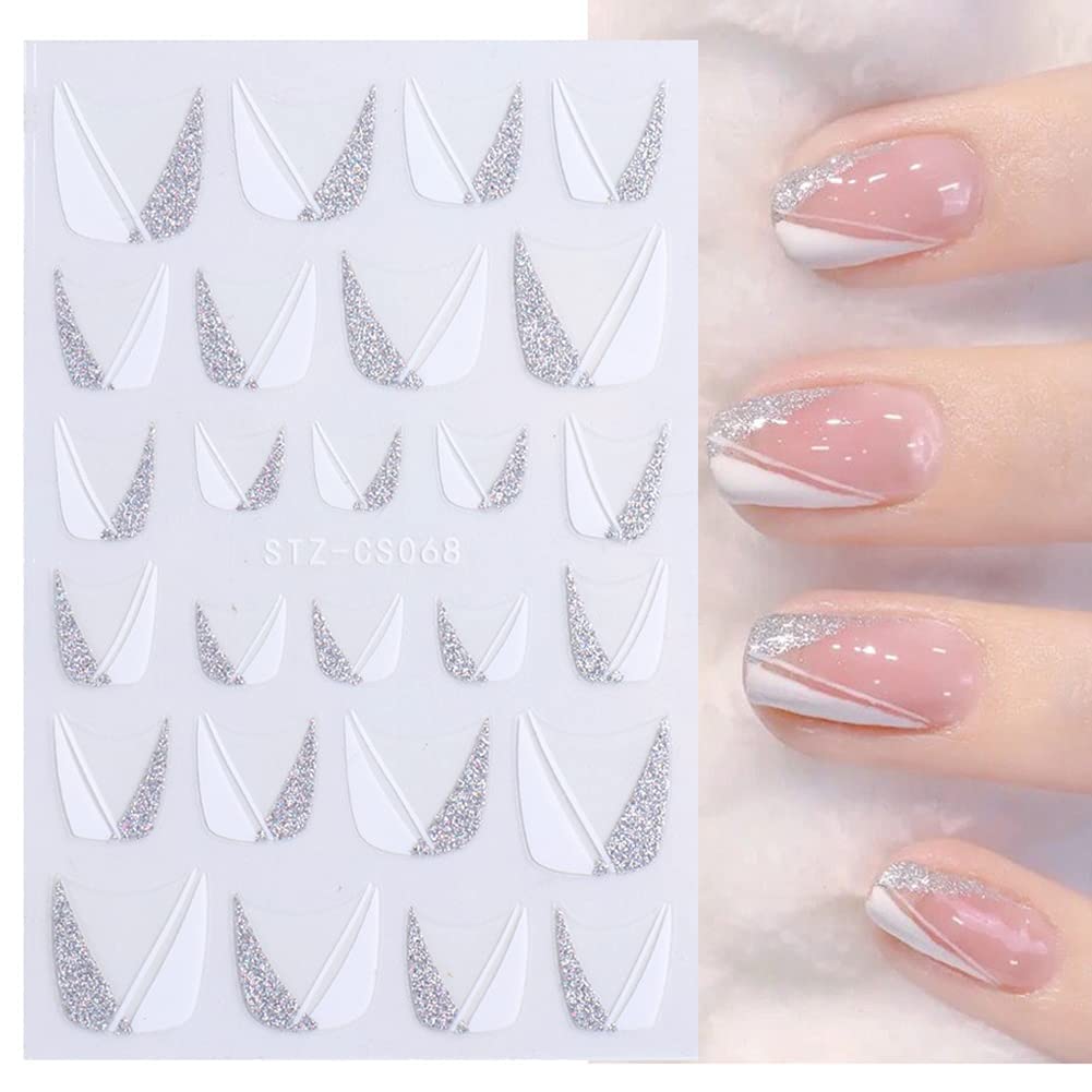 Amazon.com: 8 Sheets French Line Nail Stickers Ribbon Nail Art Decals for  Women Girls Kids 3D Self-Adhesive Nail Designs French Manicure Tips Nail  Supplies Accessories for Acrylic Fade Nails DIY Decoration :