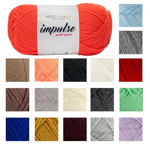 Image of WOAFashions Impulse Hand Knitting & Crochet Yarn, Premium Acrylic, 4 : Medium (Tiger Orange) (2x100gms / 3.5oz / 200mtr / 218yds)