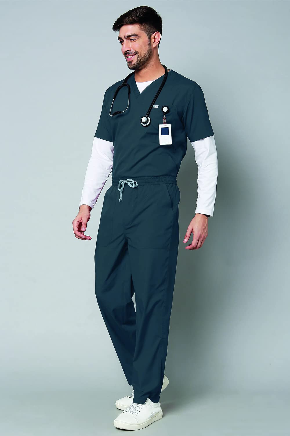 Sponsored Ad - Knya Active Men's 5-Pocket Scrub Suit | Set of Top & Bottom | Half Sleeves | V Neck | Breathable Fabric | Comfortable | Durable | Uniform for Doctors, Nurses and Dentists