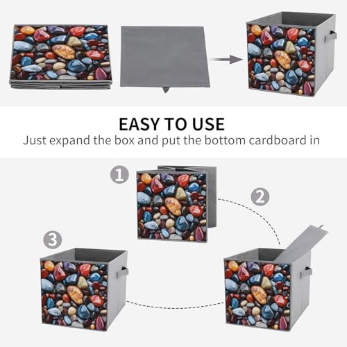 Bacs de rangement pour vêtements pliables imprimé hippie cube de rangement avec poignée - 5