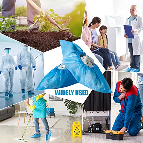 Bakiauli Schuhüberzieher Einweg, 100 Stück (50 Paar) Rutschfest Überzieher, Vliesstoff Überzieher Schuhe für Innen und Außen (Blau)