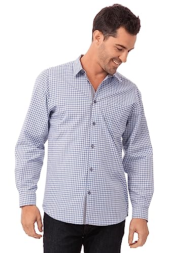 Chef Works Men's Modern Gingham Long Sleeve Dress Shirt