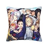 LEFEDA Yuri On Ice Throw Pillow Covers Comic Design Novelty Home Decoration Pillow Case for Sofa Recliner Bedding 20'X20'