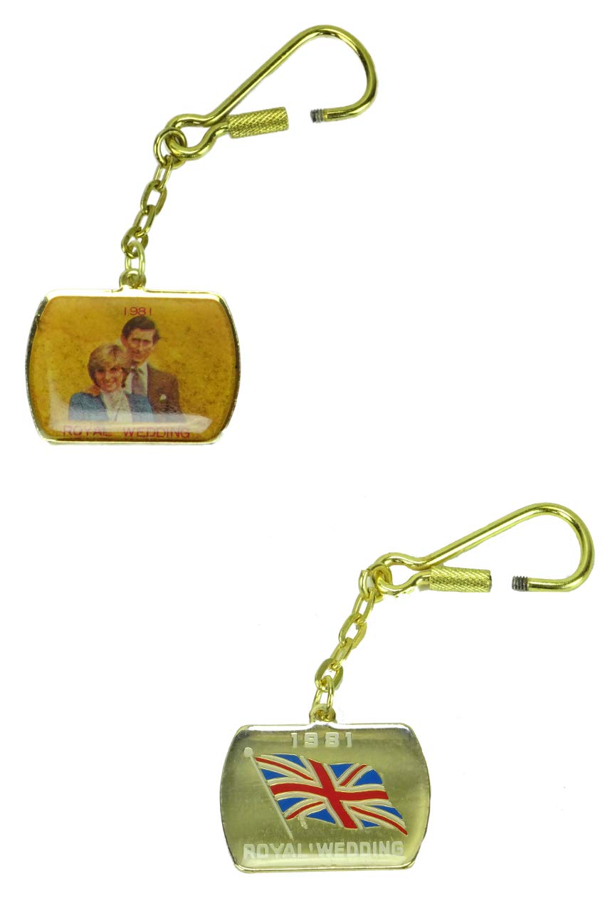 Toyland Brown Toyland® 2 1981 Royal Wedding Keyrings - Union Jack And Charles & Diana - King Charles The Iii Coronation