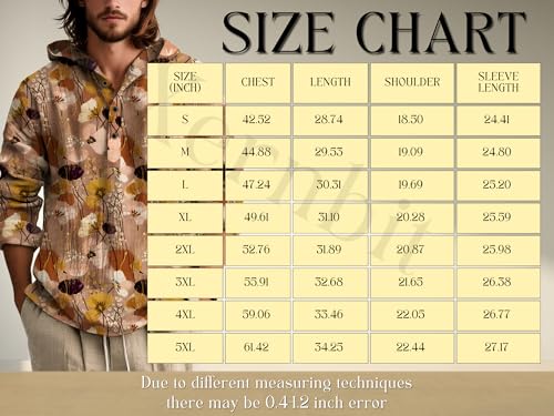 Mens Floral Print Hoodie Fashion Casual Hooded Shirt Long Sleeve Button Hooded Tops Lightweight Summer Clothing4