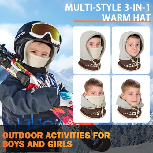 TAGVO Kinder Sturmhaube Winter 4-12, Multifunktional Winddicht Thermo Fleece Wintermütze Gesichtsmaske mit Verstellbarer Kinnriemen, Slouchy Sturmhaube Fahrrad Skimaske Balaclava für Jungen Mädchen