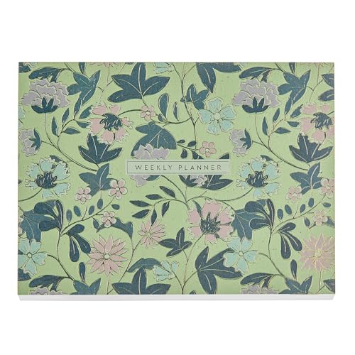 Miquelrius - Planificador semanal atemporal | Bloc organizador semanal 240x180 mm | 60 hojas papel blanco 80 g/m² | Cubierta cartoncillo | Estampado floral con detalles dorados | Listado de tareas