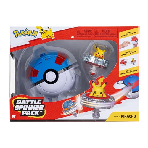 Pack de toupies de Combat Pikachu Pokémon - Toupie de Combat avec Lanceur de toupie Super Ball