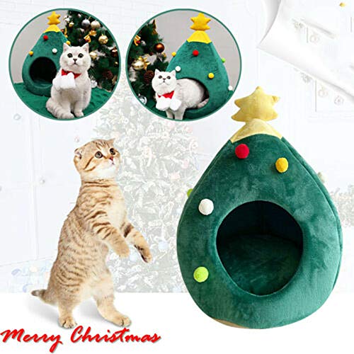 BAIHUAXIN Barraca para animais de estimação para gatos/cães pequenos, casa semifechada Natal quente