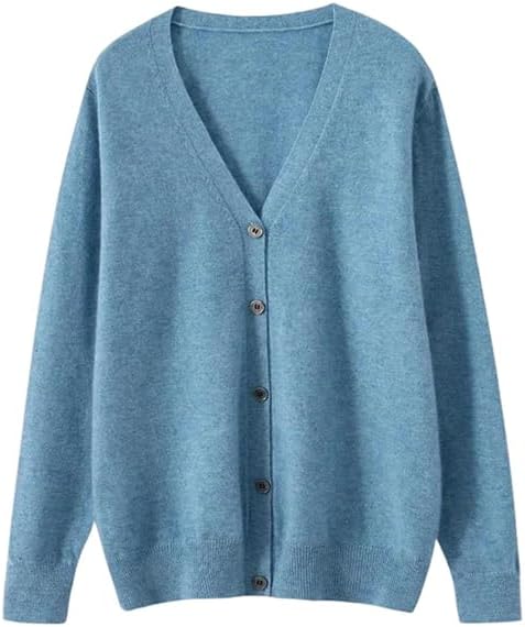 Men's V-Neck Cardigan Merino Wool Sweater Casual Solid Color Outdoor Casual Long Sleeve Sweater