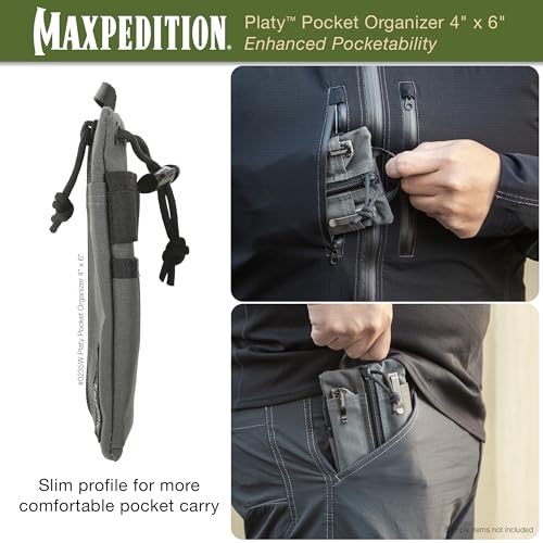Image of MAXPEDITION Platy Pocket Organizer, Durable EDC Tool Pouch for Men, Neck Wallet with Paracord Lanyard, Holds Flashlight, Multitool, Pen, Notebook (Wolf Gray, 4 inch x 6 inch)