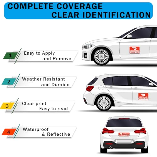 Image of NIMONA Delivery Driver Magnets for Car - 3-Pack Caution Frequent Stops Removable Set - Reflective Delivery Magnetic Car Door and Bumper Sign - Weather-Resistant 11.8 x 8 inch (Red-White 3 pack)