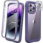 Diaclara Designed for iPhone 14 Pro Max Case 6.7’’, Full Body Rugged Phone Case w/Built-in Sensitive Anti-Scratch Screen Protector+9H Tempered Glass Camera Lens Protector(Royal Purple)