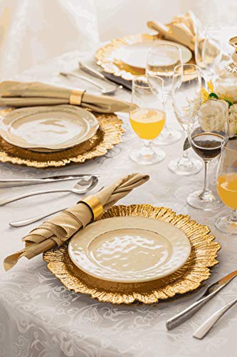 FANTASTIC :) Round 13 Inch Plastic Charger Plates with Eletroplating Finish (6, Reef Gold)