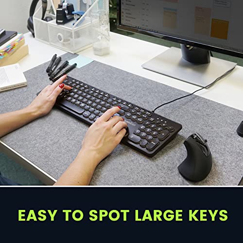 Image of Perixx PERIBOARD-317R Wired Backlit USB Keyboard - Big Print Letter - Tri-Color Illuminated LED - Stylish Round Keycaps - US English
