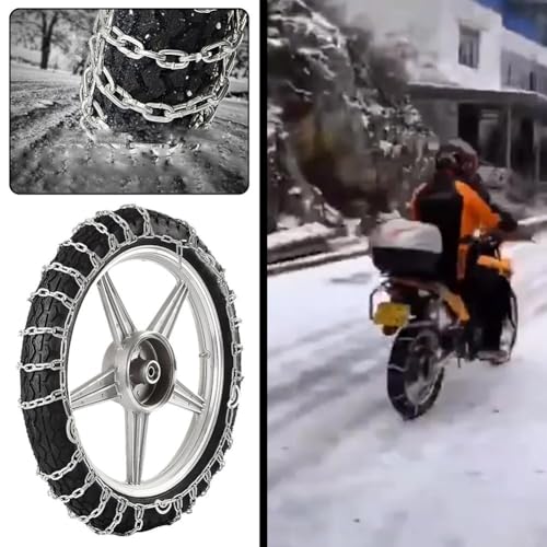 Reusable Anti Snow Chains,Portable Snow Tire Chain for Motorcycles,Emergency Snow Tire Chains Snow Tire Chains,Adjustable Anti Skid Tire Chains,Universal Tire Cable Belts for Motorcycles,Bicycles (B)