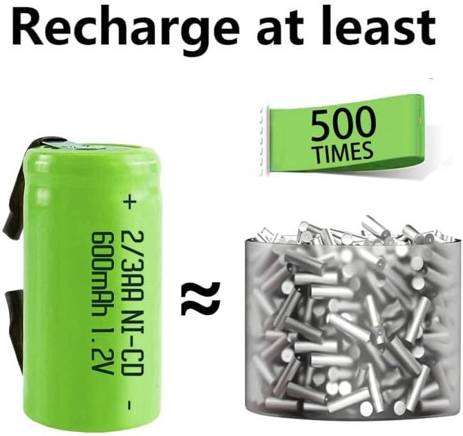 Miniatura 4 de AA Ni-Cd 1.2V 23AA 600mAh Batería Recargable - 12pcs Verde