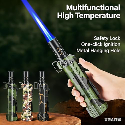 Encendedor a prueba de viento con llama de soplete verde miniatura 2