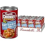 Campbell's Chunky Hearty Bean and Ham with Natural Smoke Flavor Soup, 19 Oz Can (Pack of 12)