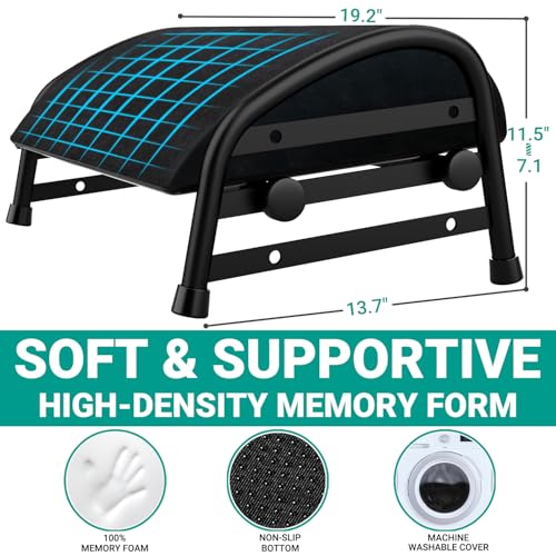 Adjustable Foot Rest for Under Desk at Work, Velvet Under Desk Footrest with Metal Frame, Padded Foot Stools for Under Office Desk, Ergonomic Leg Rest for Desk Chair, Car, Computer - Black - Image 5