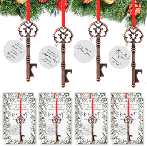 Landical 50 Sets Employee Christmas Gifts Bulk Team Christmas Ornament Key Bottle Opener Thank You Card with Bag Decoration for Xmas Tree Party Supplies Office Gifts for Coworkers, 4 Style by Landical - Used condition - US$7.65