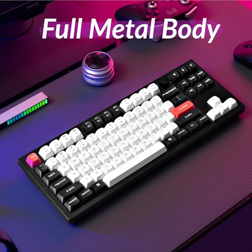 Image of Keychron Q3 HE Wireless Custom Mechanical Keyboard, 2.4 GHz /Bluetooth /Wired QMK Rapid Trigger 80% TKL Hot-Swappable Programmable RGB Gateron Double-Rail Magnetic Switches for Mac Windows, Carbon Black