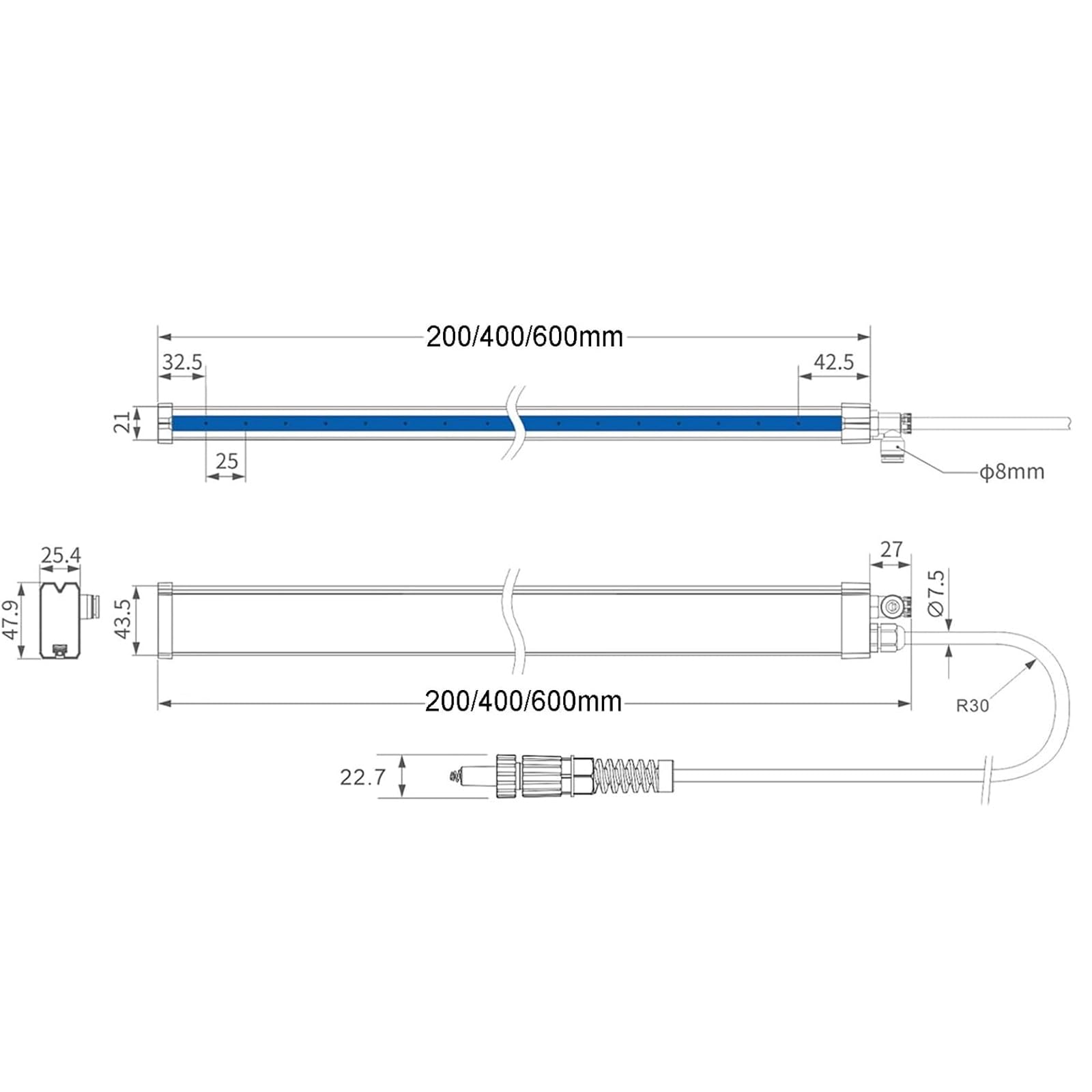 Varilla electrostática antiestática, barra de aire ionizante, 200/400/600 mm, con generador de alto voltaje de 5.6 KV, velocidad de eliminación estática rápida, para montaje electrónico, impresión