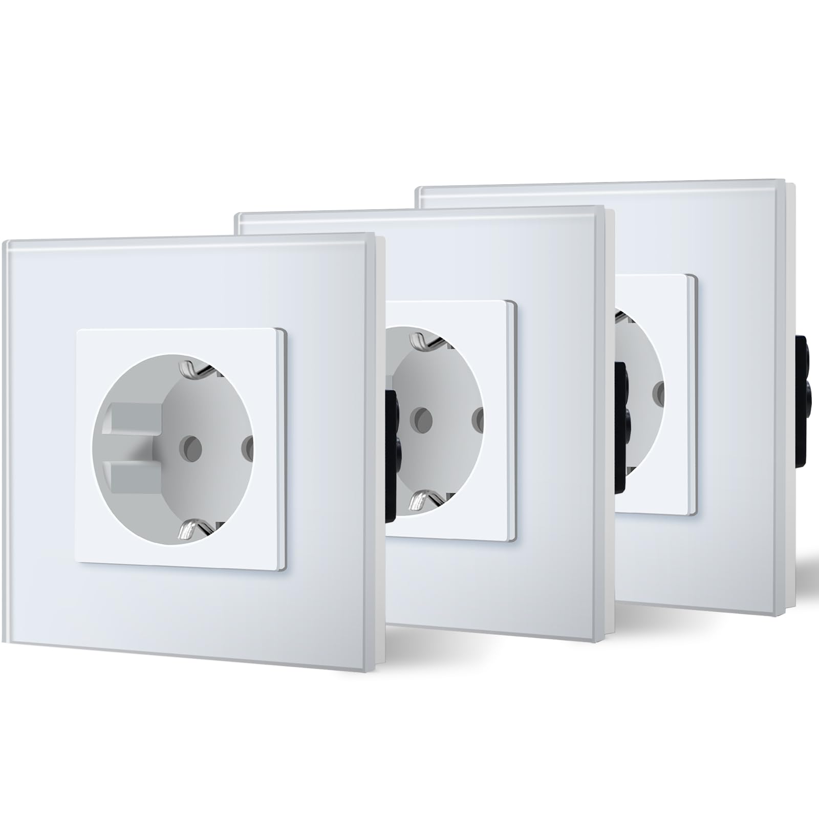 BSEED Enchufe de Pared con USB C,Enchufes Dobles Empotrados con Cristal,Toma de Corriente,Seguridad infantil,Fácil de Instalar,M Serie,2 Enchufes con USB y Tipo C,157mm Blanco — view 91