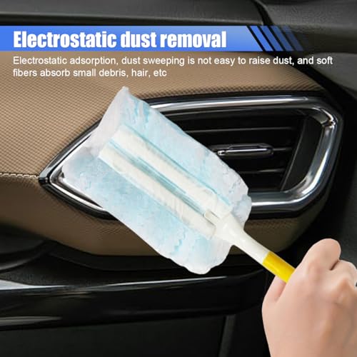 YoRise Duster Refills, Microfiber Cleaning Tools with 1 Handle, Heavy Duty Electrostatic Duster Replacement Head, Disposable Cleaning Supplies for Car, Kitchen, Bedroom, Furniture, Blinds (10PCS)