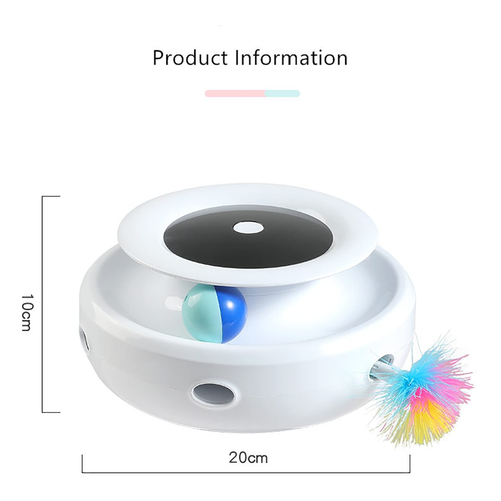 LETIAN Jouet Chat Intelligent, Jouet Chat Interactif, Jeux pour Chat Automatique À Plume, Jeu Tourbillonnant Chaton pour Appartement Intérieur Piles Incluses, Bâton De Chat Drôle A